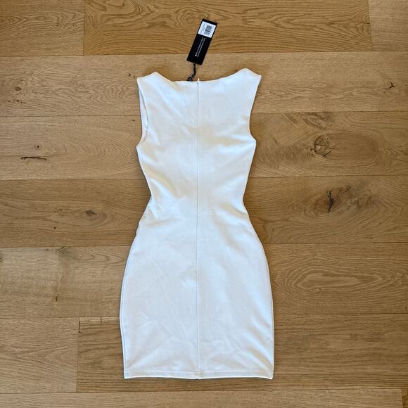 White Fox Mini Dress Cut Out Beaded Lock My Heart Up Size XS Cream - Picture 4 of 4